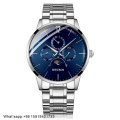 Classic Limited Edition Japan Chronograph Miyota Movement Luxury Moon Phase Bracelet Blue Moonphase Dial Watch